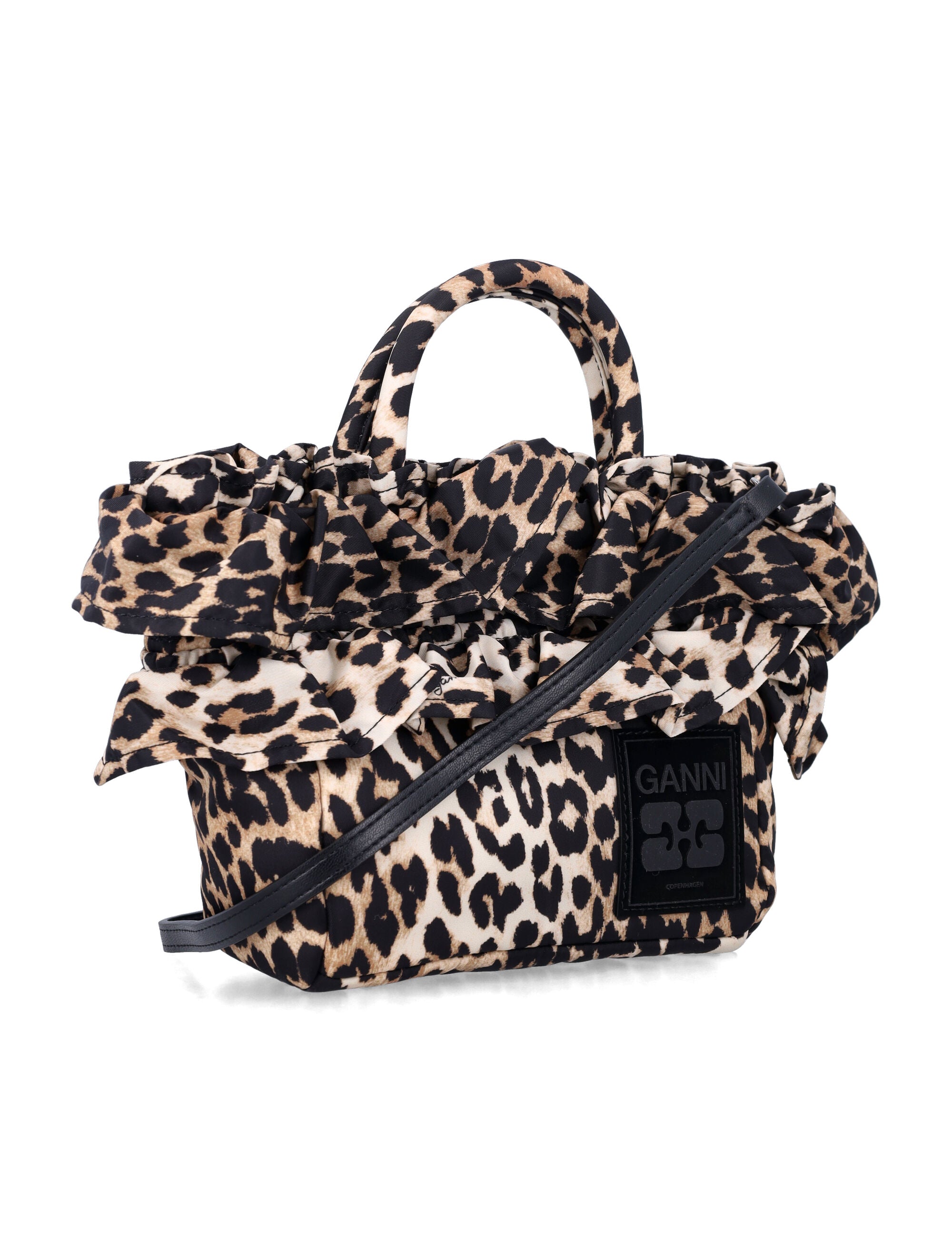 Leopard Mini Ruffled Shopper Bag