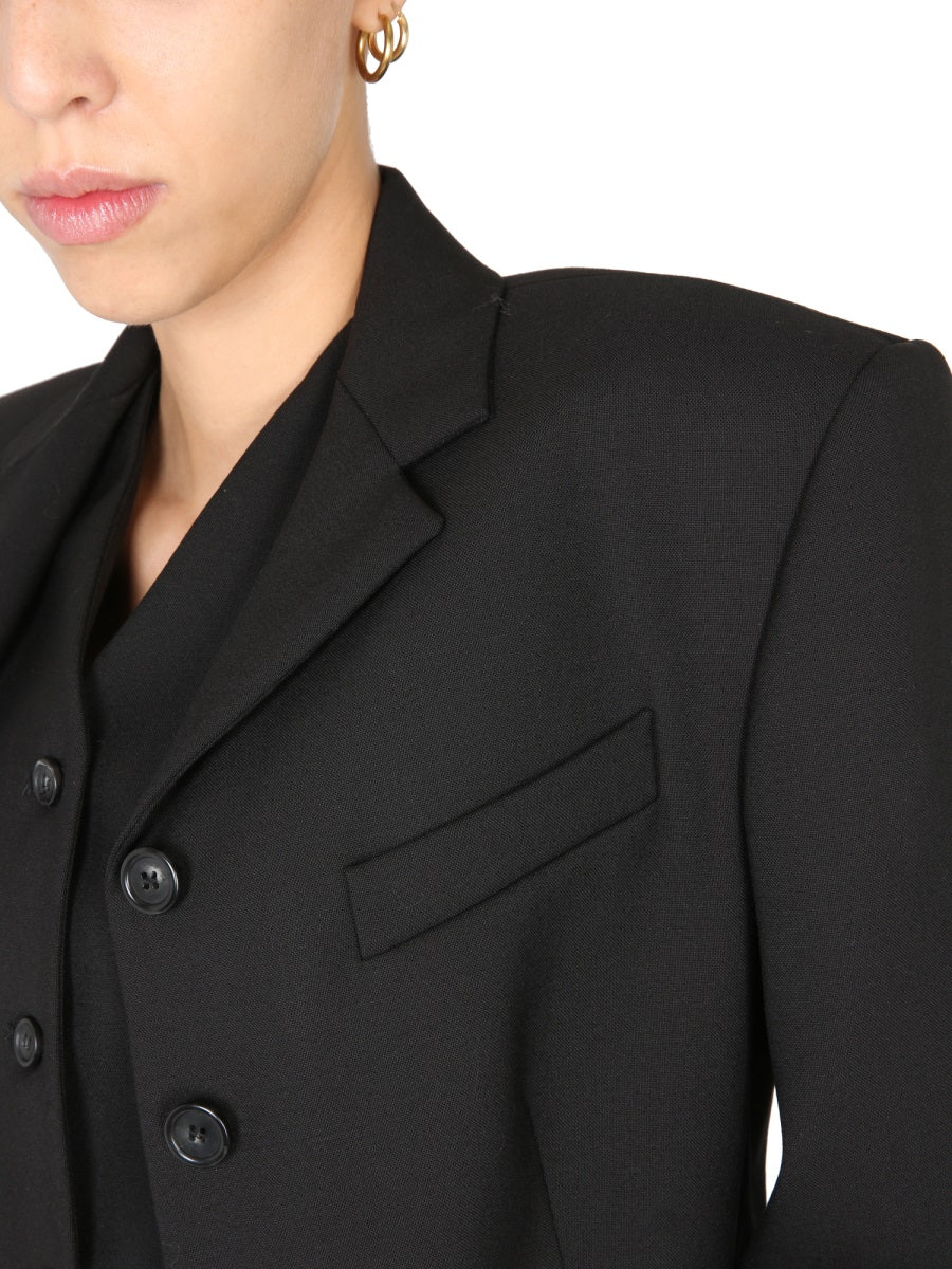 Single-Breasted Jacket with Mirror Lapels and Tailored Finish