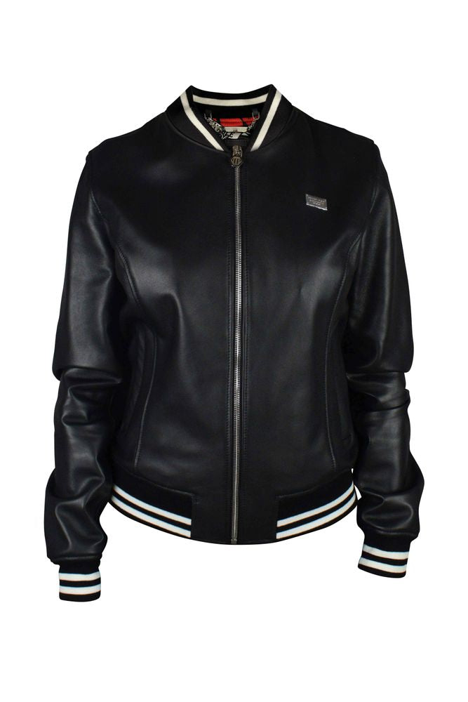 Leather Bomber Jacket With Heart