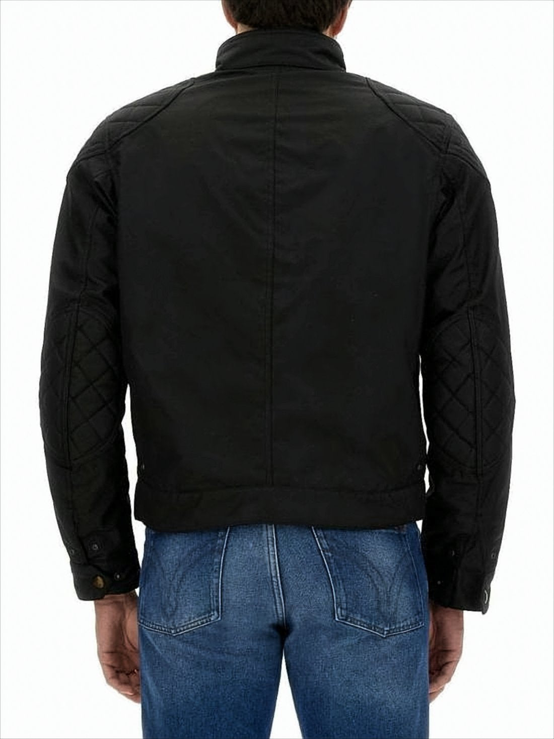 Cropped Quilted Jacket with High Collar