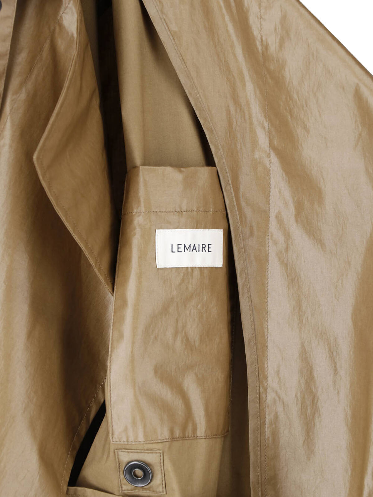 Khaki Coated Cotton Short Belted Coat