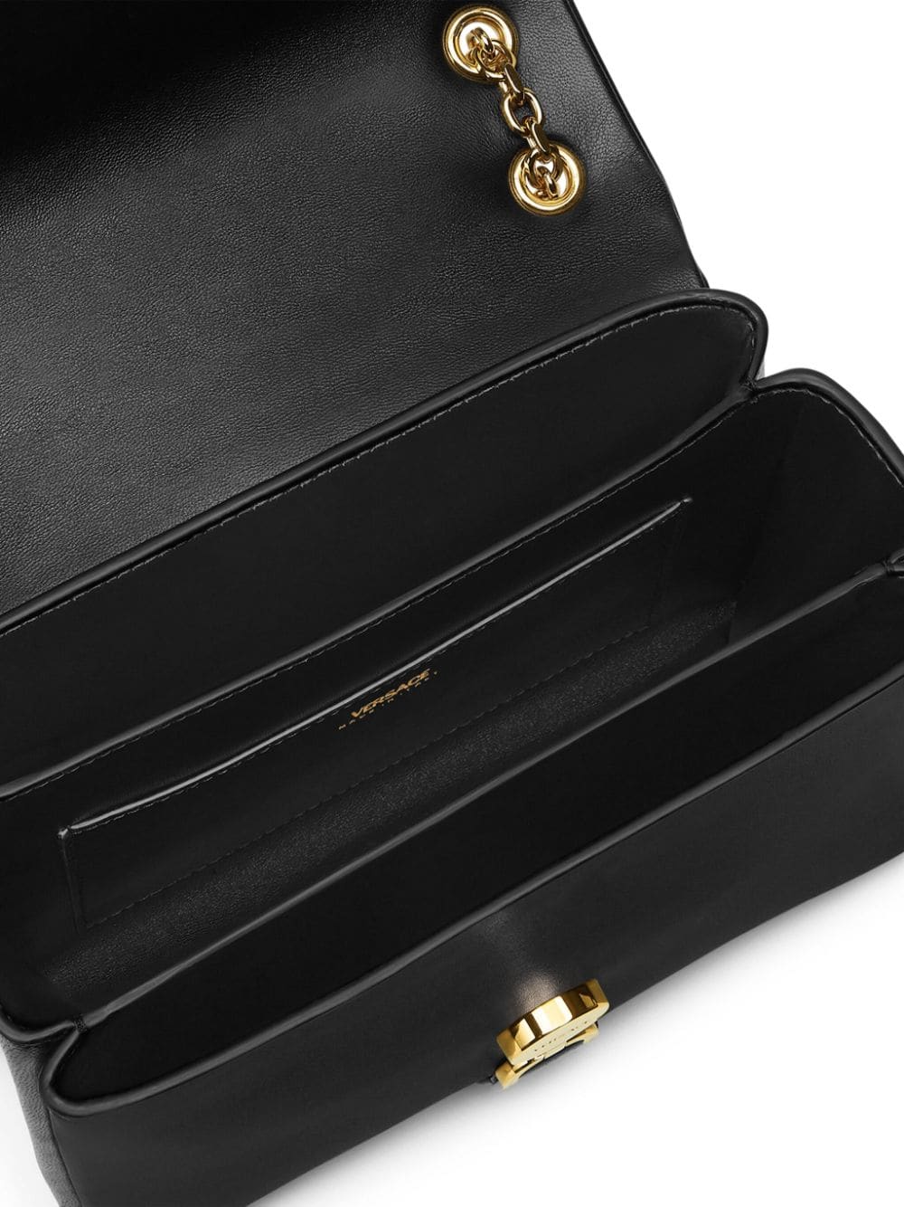 Foldover Top Black Lambskin Bag