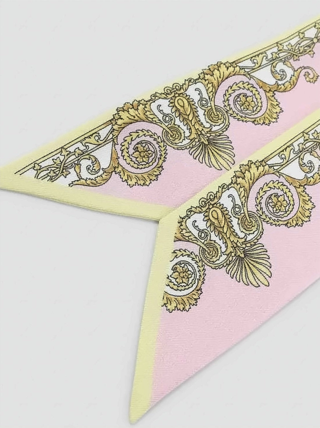 Baroque Pattern Silk Scarf with Pointed Ends
