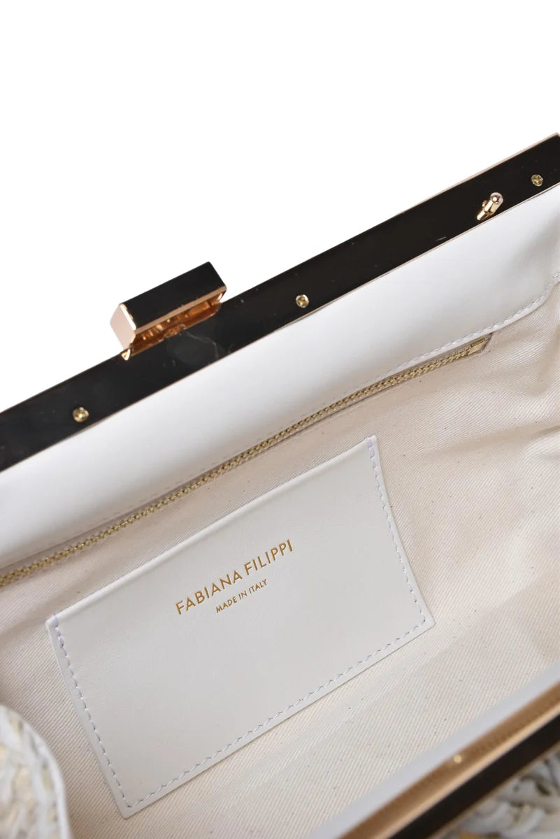 Raffia Clutch - White