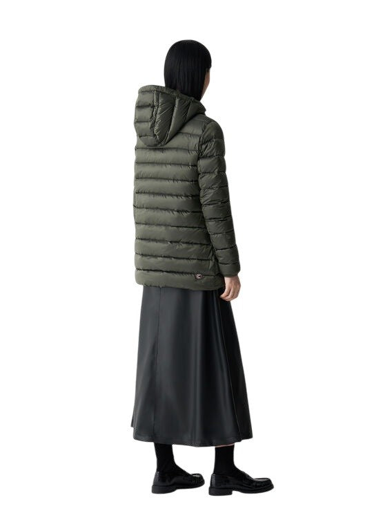 Tailored Quilted Down Coat with Adjustable Hood