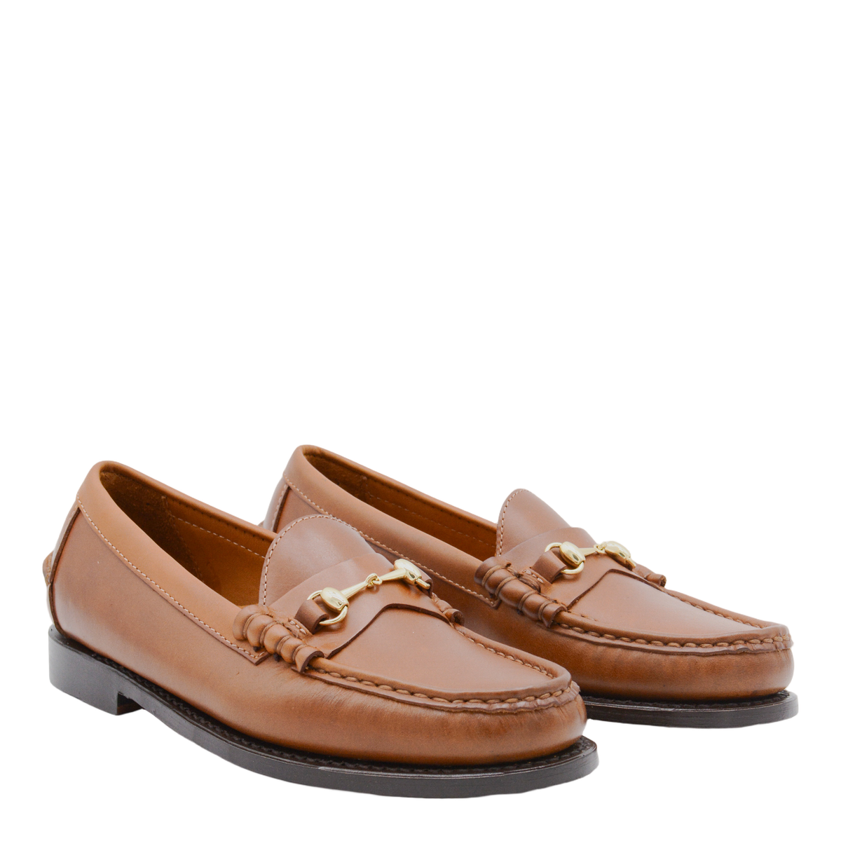 Brown Leather Loafers with Gold-tone Detail
