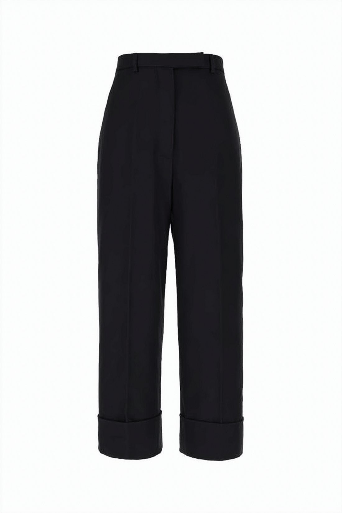 Cropped Black Suit Pants with Wide Cuffs