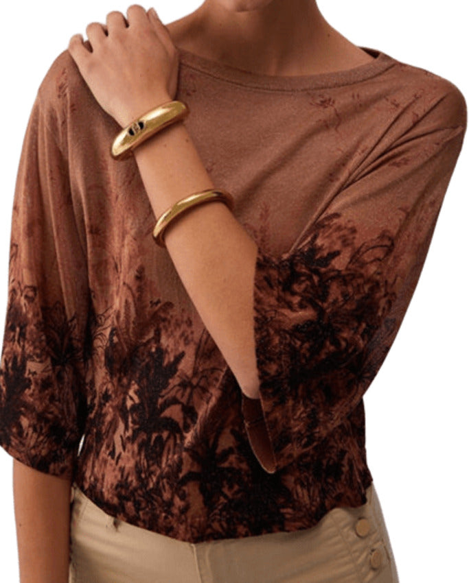 Jungle Hide Print Relaxed Top in Metallic Viscose Blend