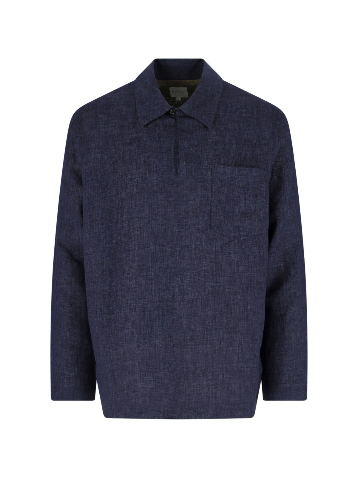 Navy Blue Classic Collar Linen Shirt