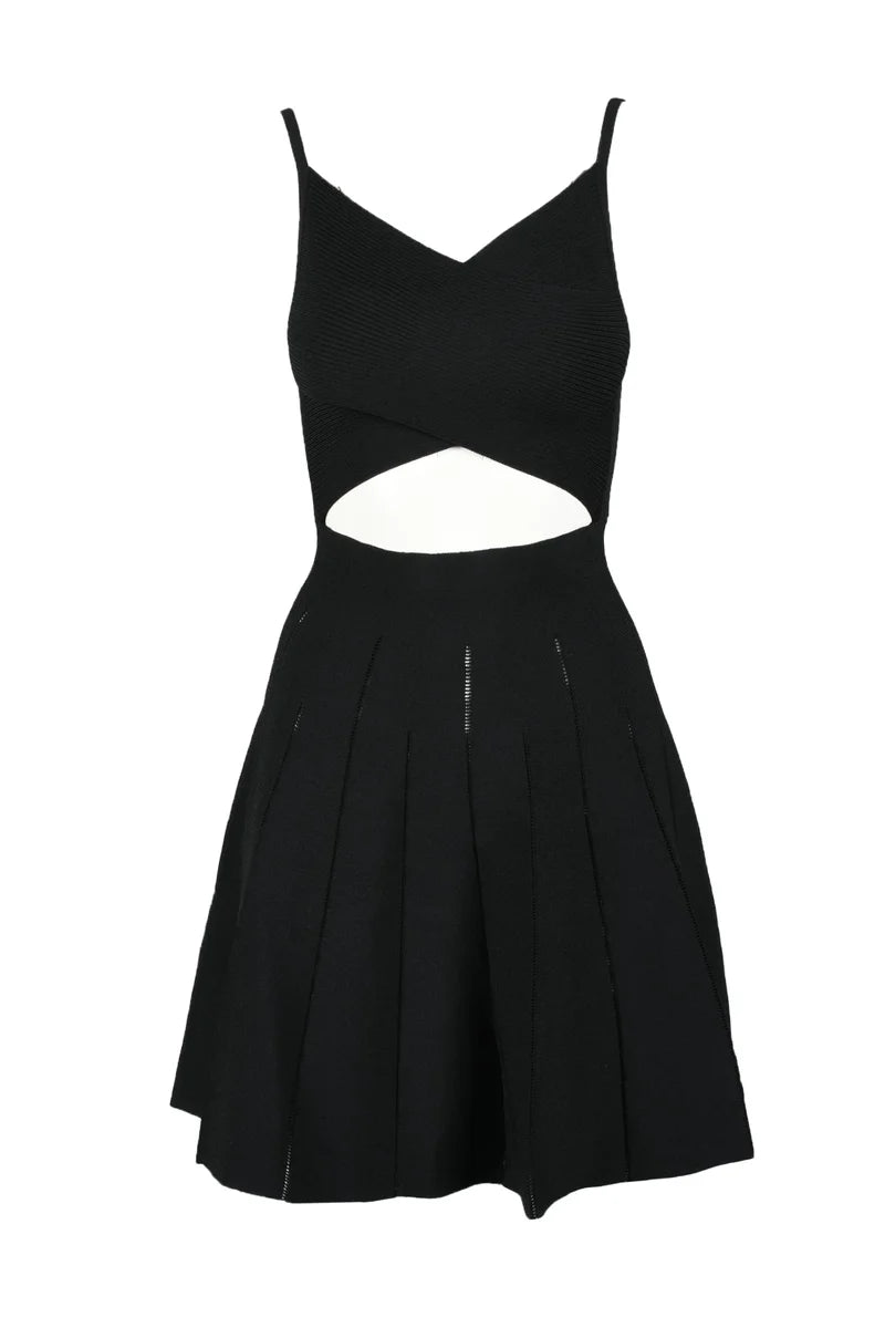 V-neck Mini Dress with Cut-Out Waist
