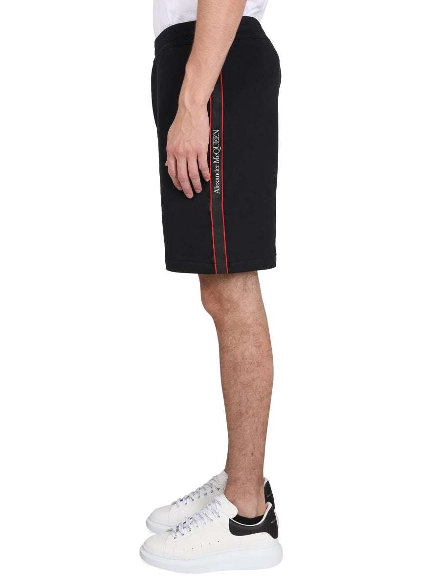 Selvedge Logo Band Cotton Bermuda Shorts