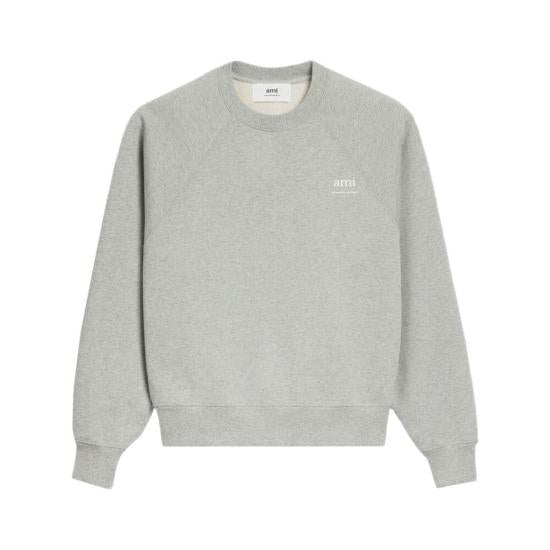 Long-Sleeve Grey Crew Neck Sweatshirt with Subtle Logo