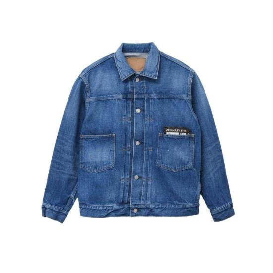Medium Blue Wash Denim Jacket with Classic Collar
