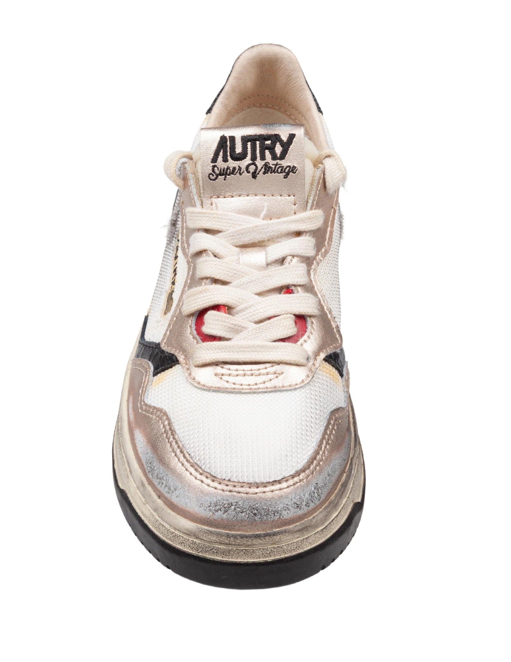 Sup Vint Low Sneakers In Crackled Leather, Micromesh,