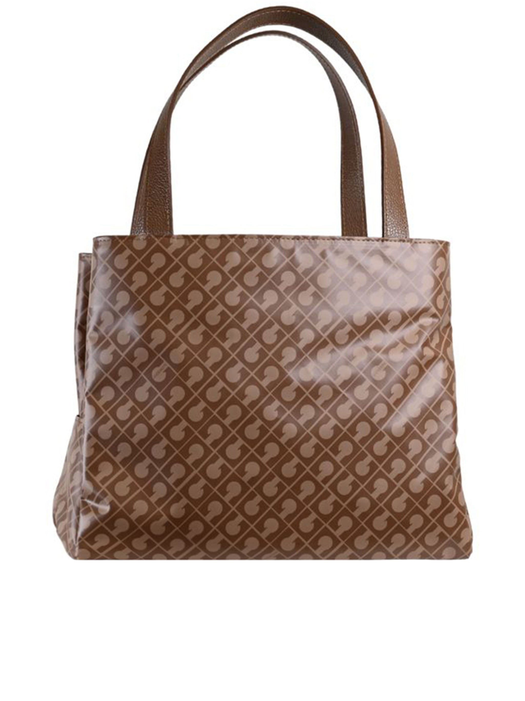 Brown Geometric Pattern Shoulder Handbag