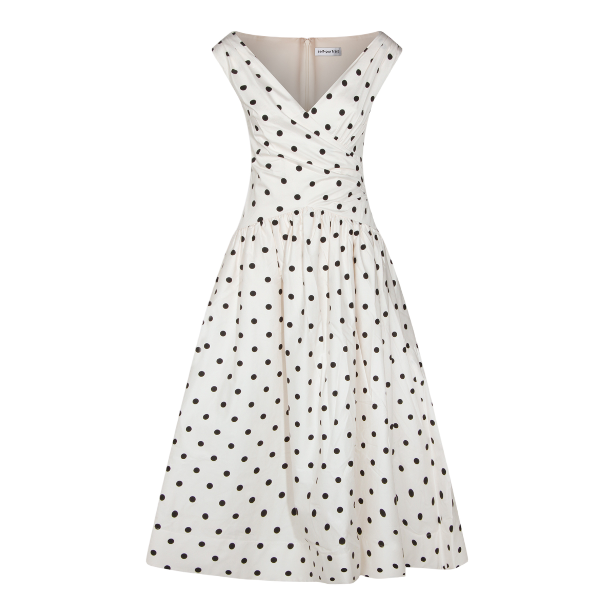 Polka Dot Midi Dress with V-Neckline