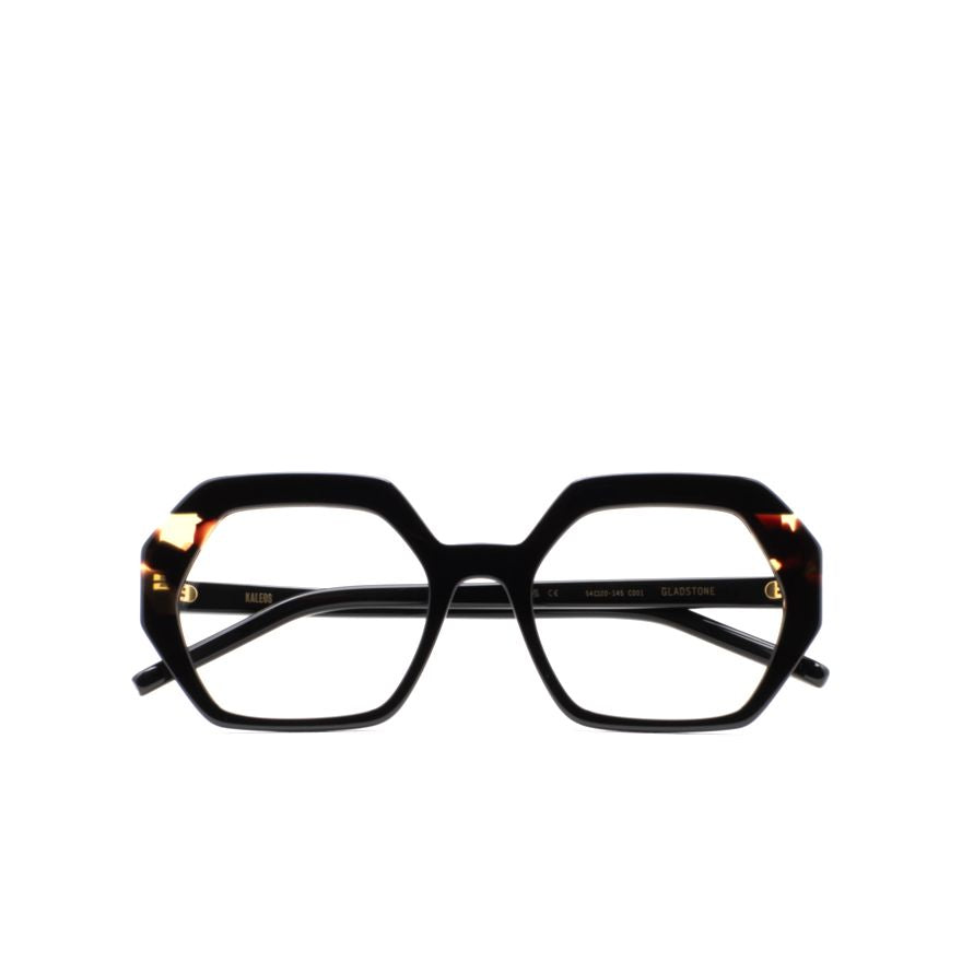 Gladstone Hexagonal Geometric Eyeglasses with Tortoiseshell Accents