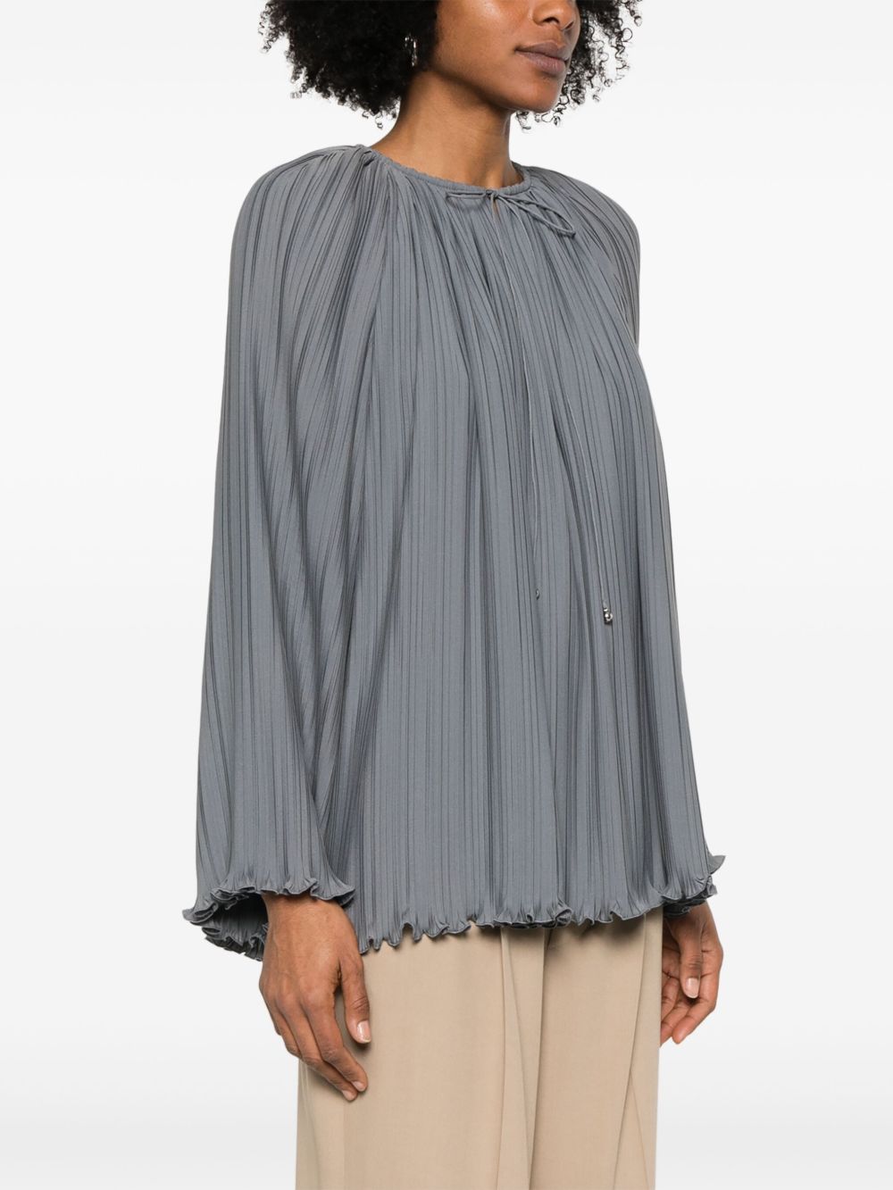 Gathered Tie Neck Blouse