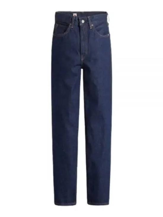 Straight-Leg Denim Pants with Mid-Rise Waist and Indigo Wash