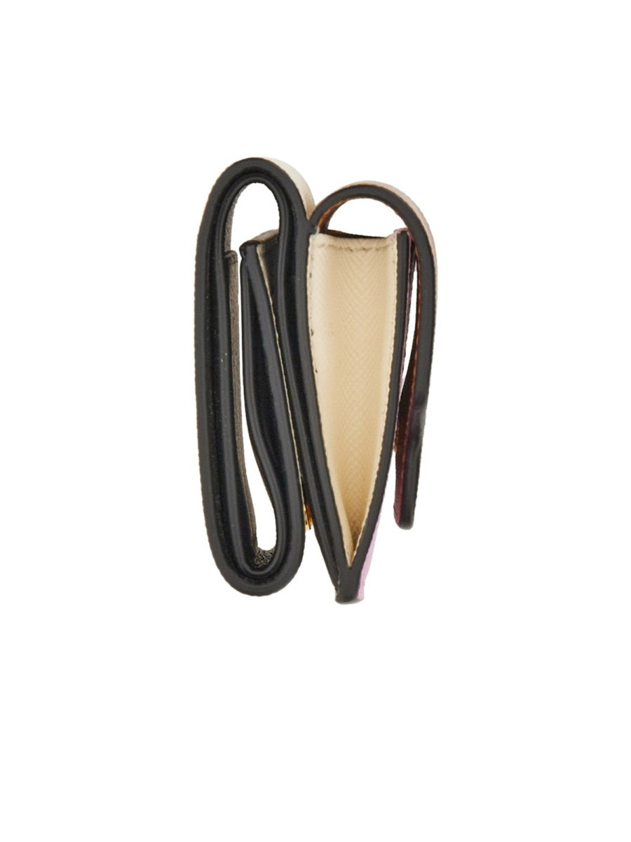 Color-Blocked Tri-Fold Wallet with Snap Closure