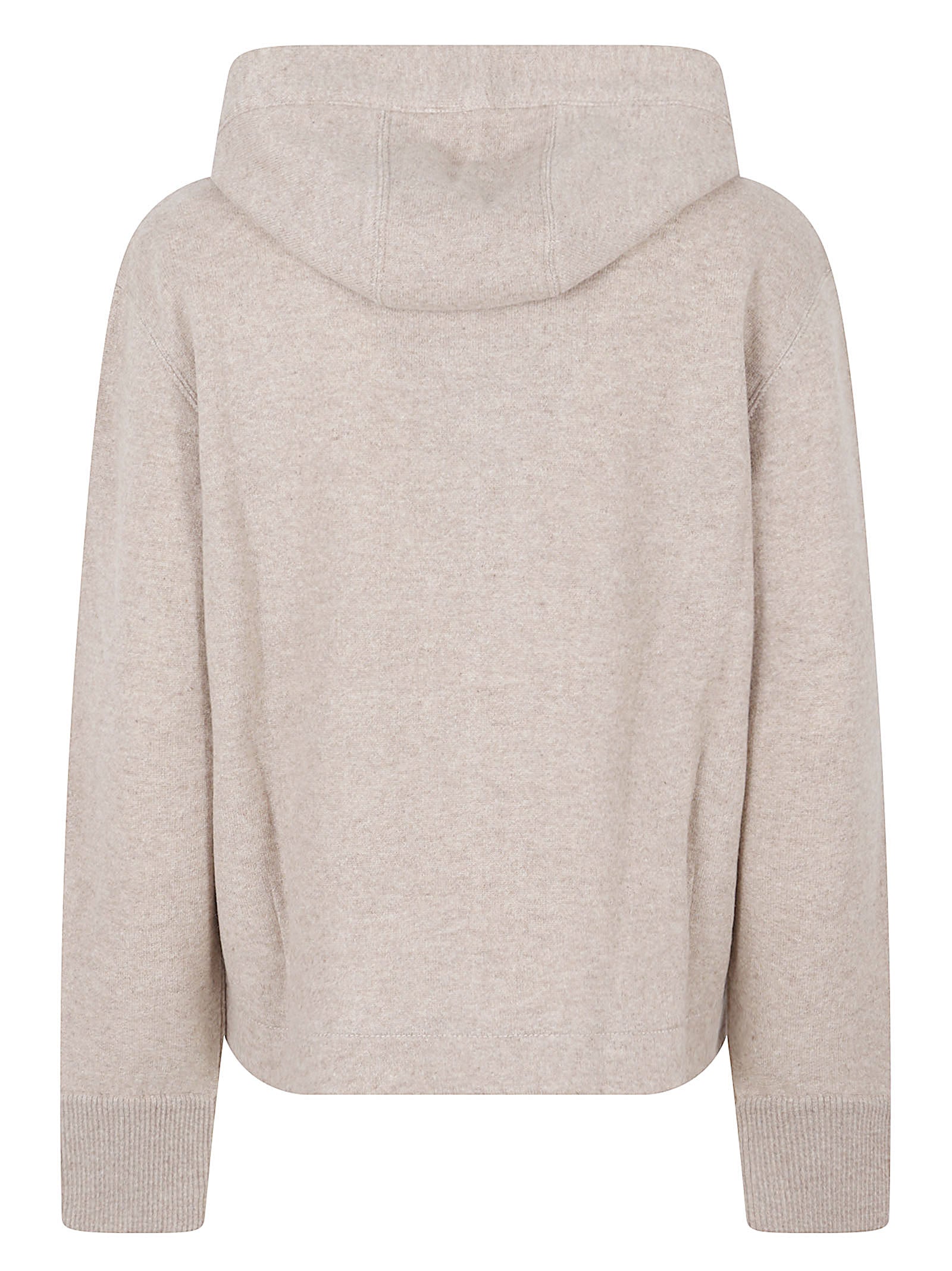 Beige Knit Sweater With Hood
