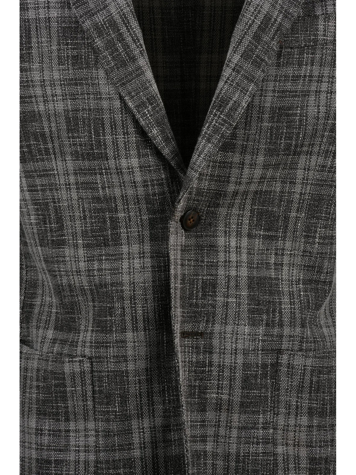 Brown Wool Cotton Polyamide Rounded Blazer
