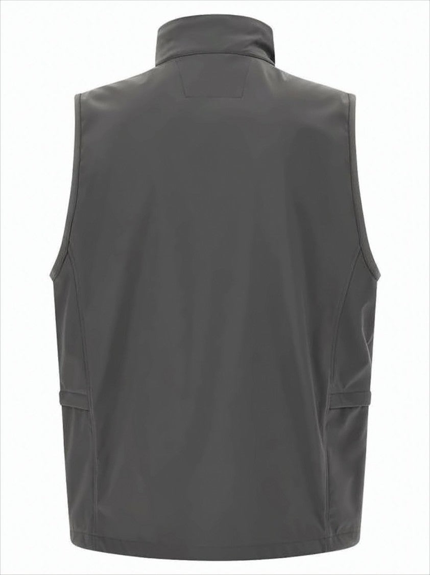 High Collar Sleeveless Vest with Adjustable Drawstrings