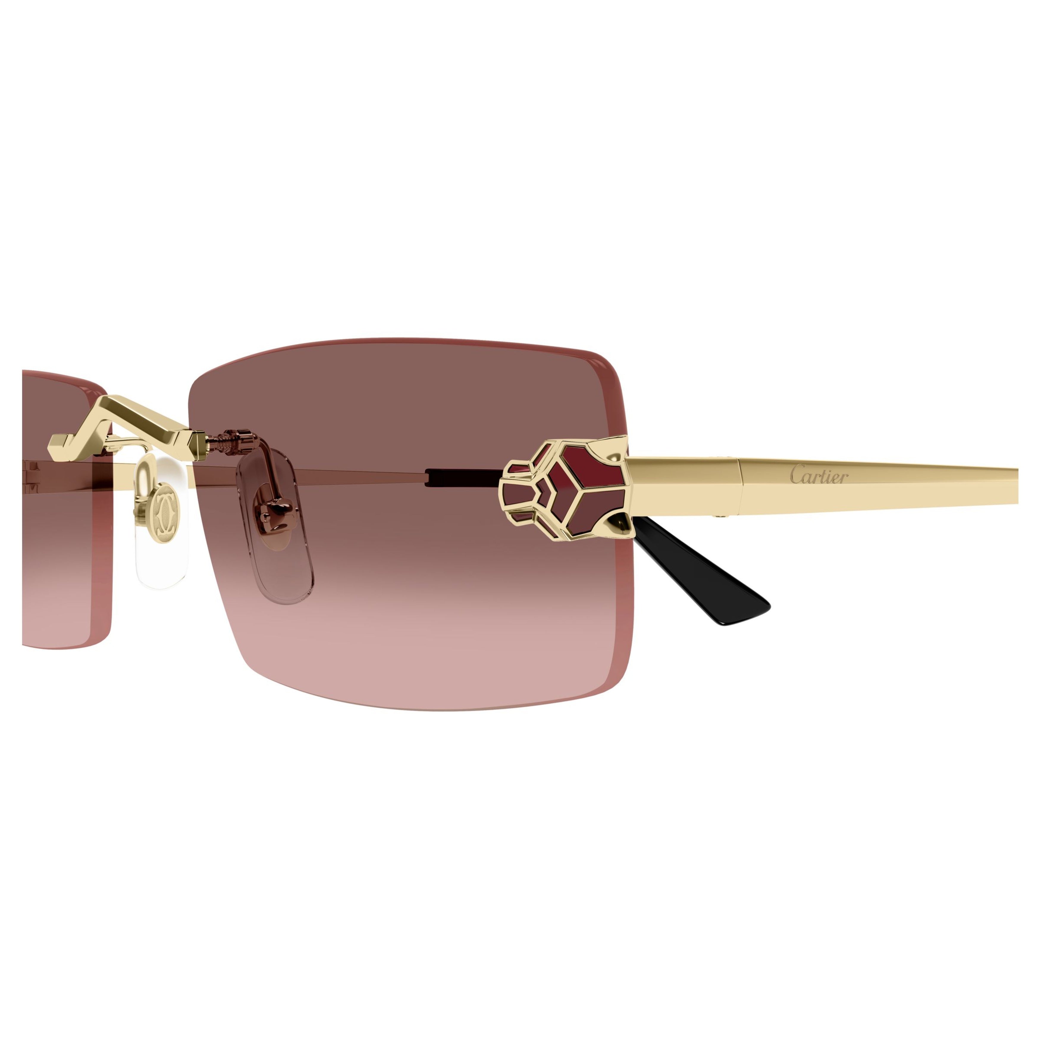 Rimless Rectangular Sunglasses With Geometric Temples
