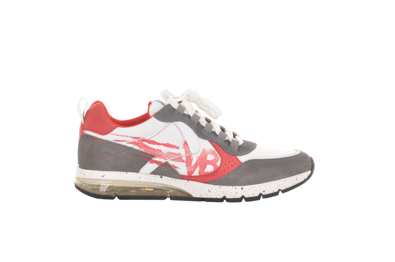 Lace-Up Sneakers With Air Cushion And Graphic Accents