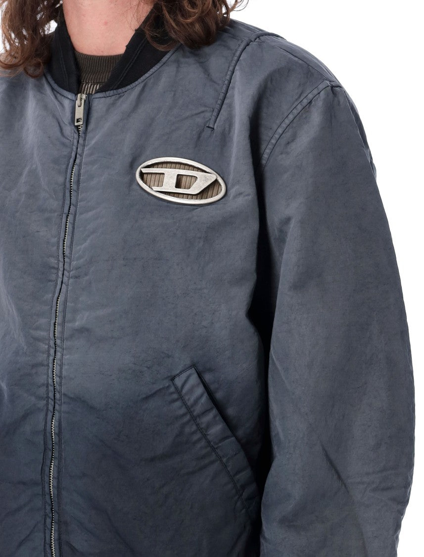 Oversized Quilted Bomber Jacket With Ribbed Details