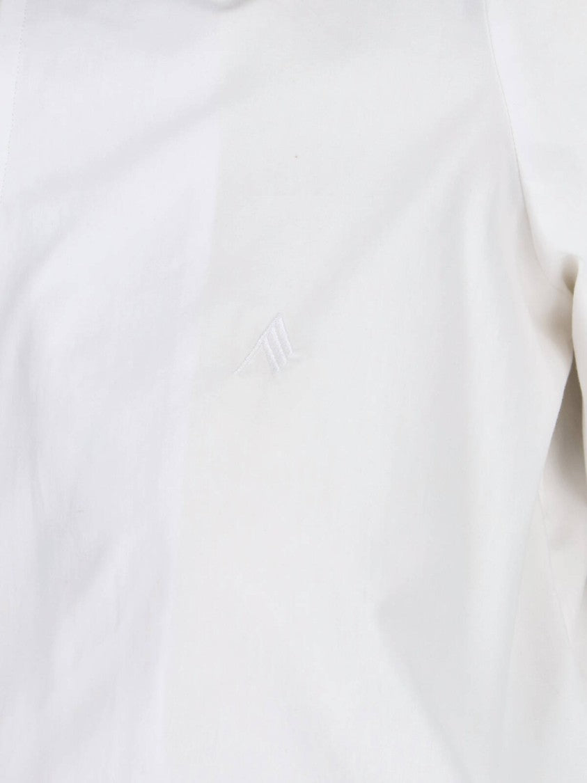 Draped Mini Shirt Dress – White