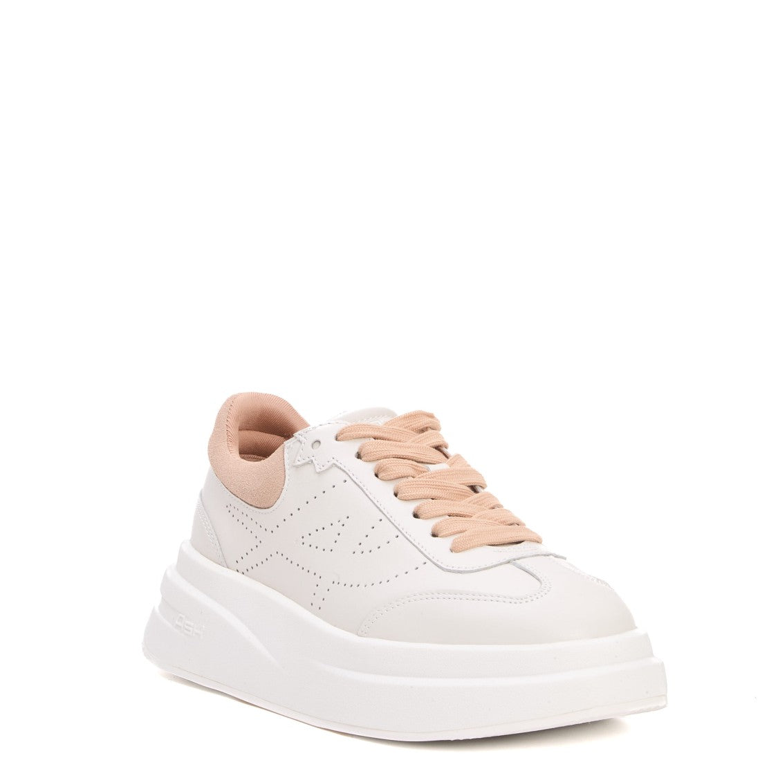 White Leather Sneakers With Beige Accents