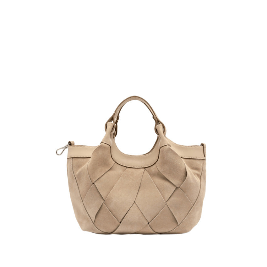 Geometric Suede Handbag with Leather Accents
