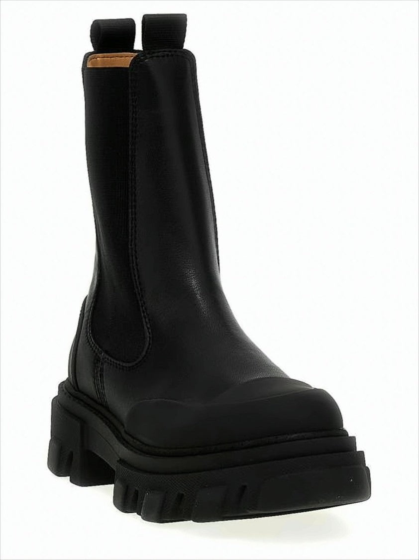 Black Ankle Boots with Rugged Rubber Sole