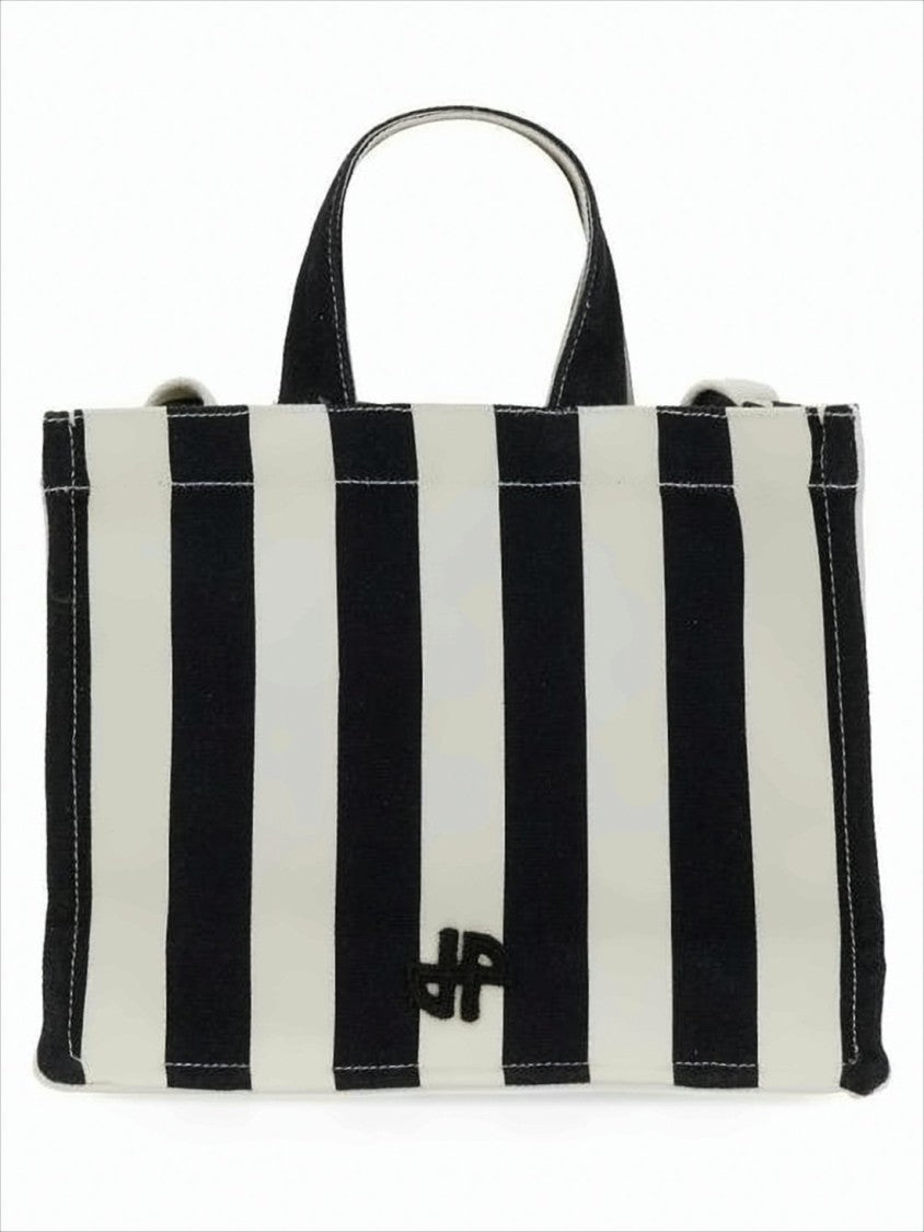Rectangular Black and White Striped Tote Bag