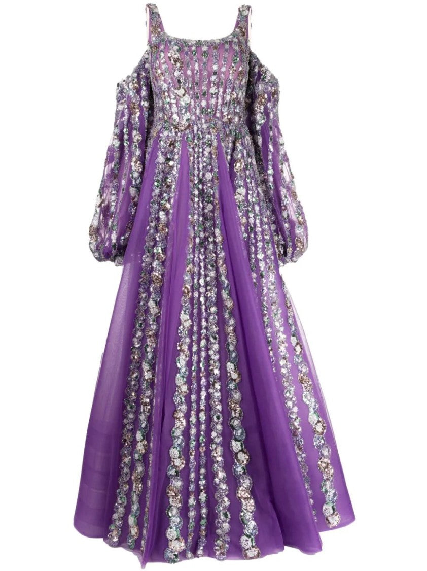 Off-Shoulder Beaded Dress With Shoulder Straps