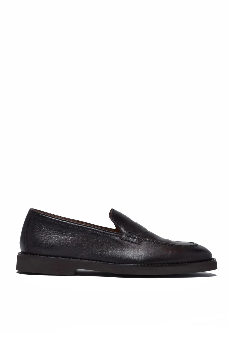 Leather Rubber Loafers - Brown