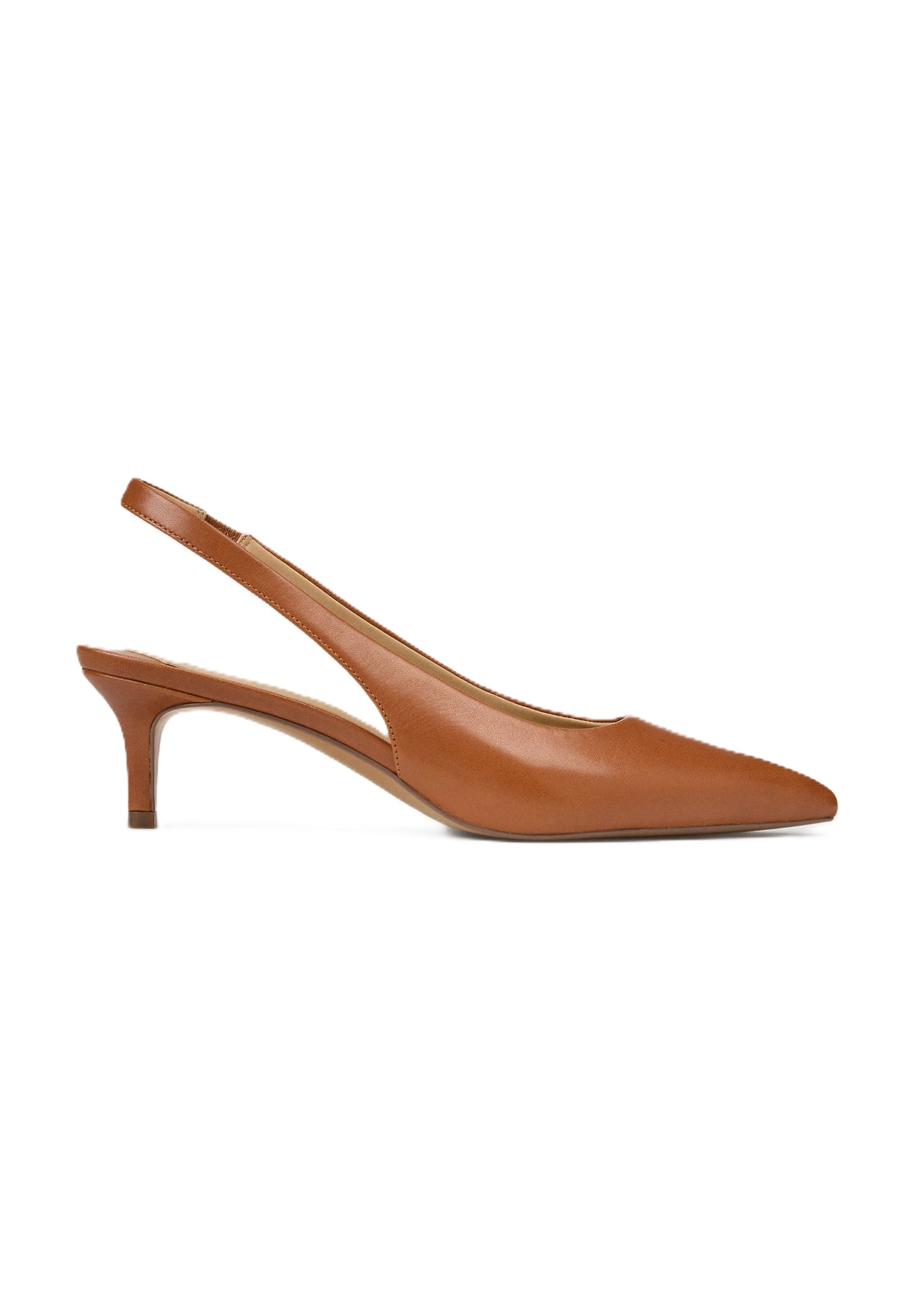 Brown Smooth Calf Slingback Pumps