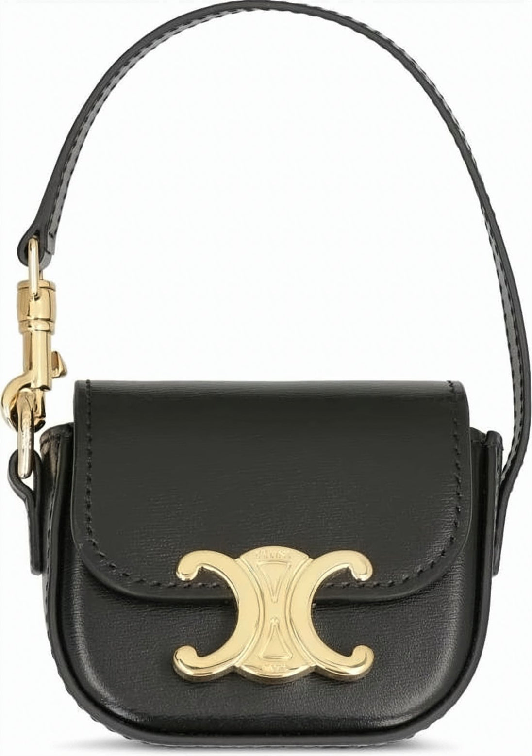 Structured Calf Leather Clutch with Gold-tone Clasp