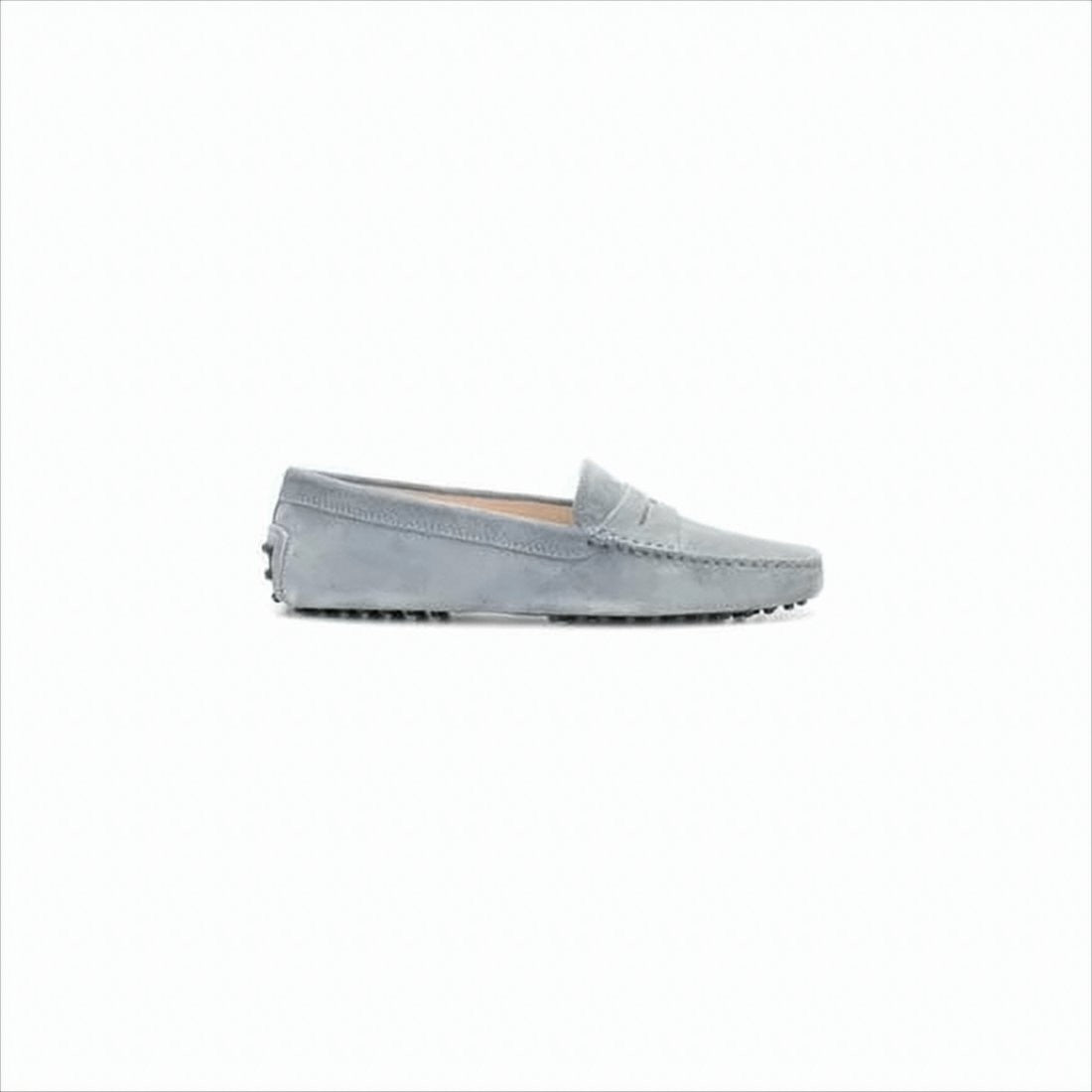 Penny Strap Grey Suede Loafer with Studded Sole