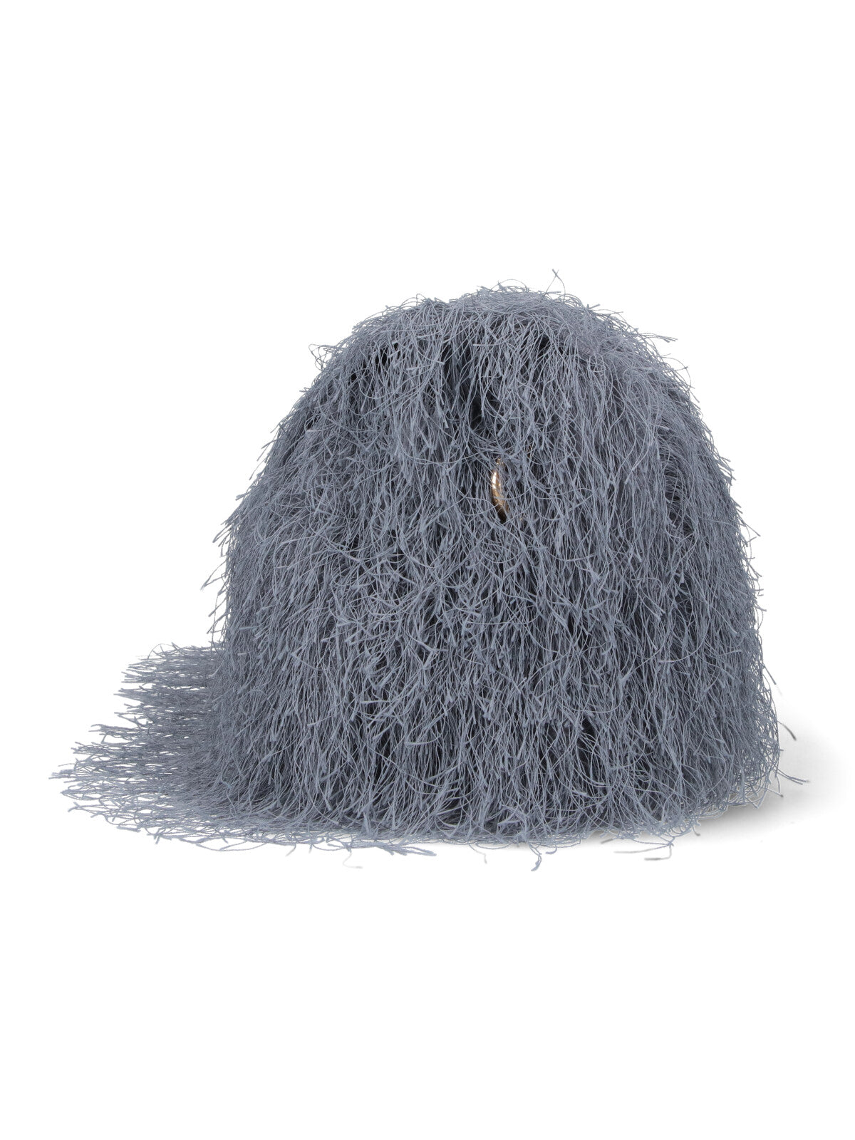 Fringe-Textured Grey Leather Shoulder Bag