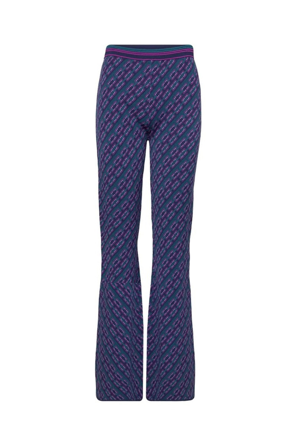 Flared Trousers With Viscose Blend And Pattern Design