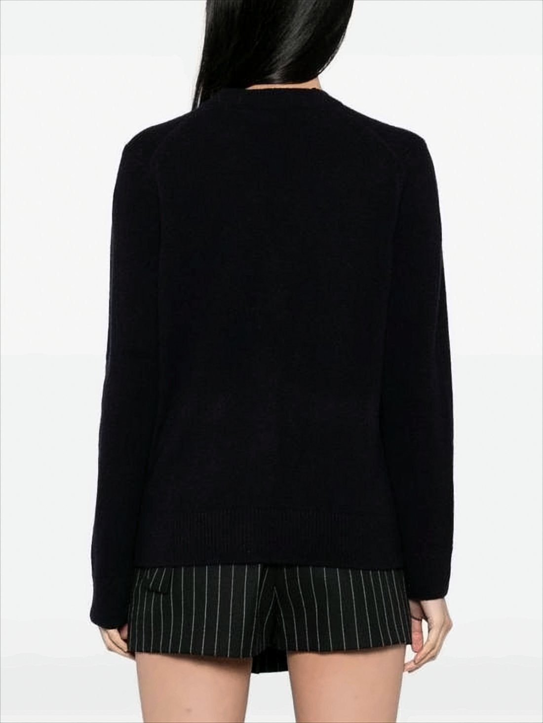 Boxy Black Wool Cardigan