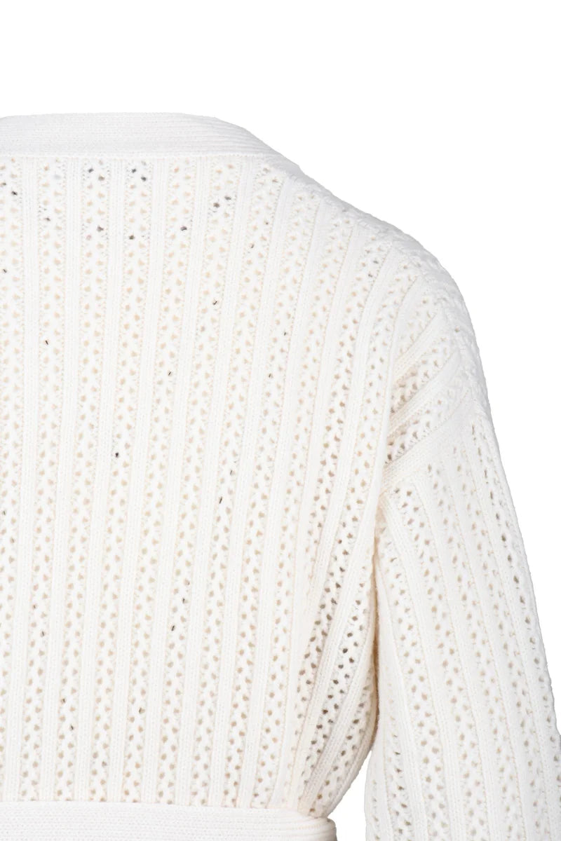 Long Cardigan in Wool and Cashmere - White