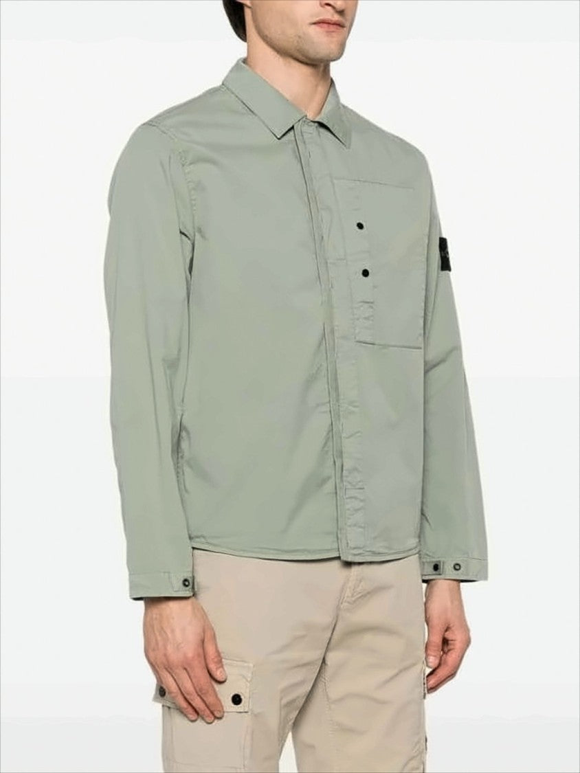 Long-Sleeve Shirt with Concealed Button Placket