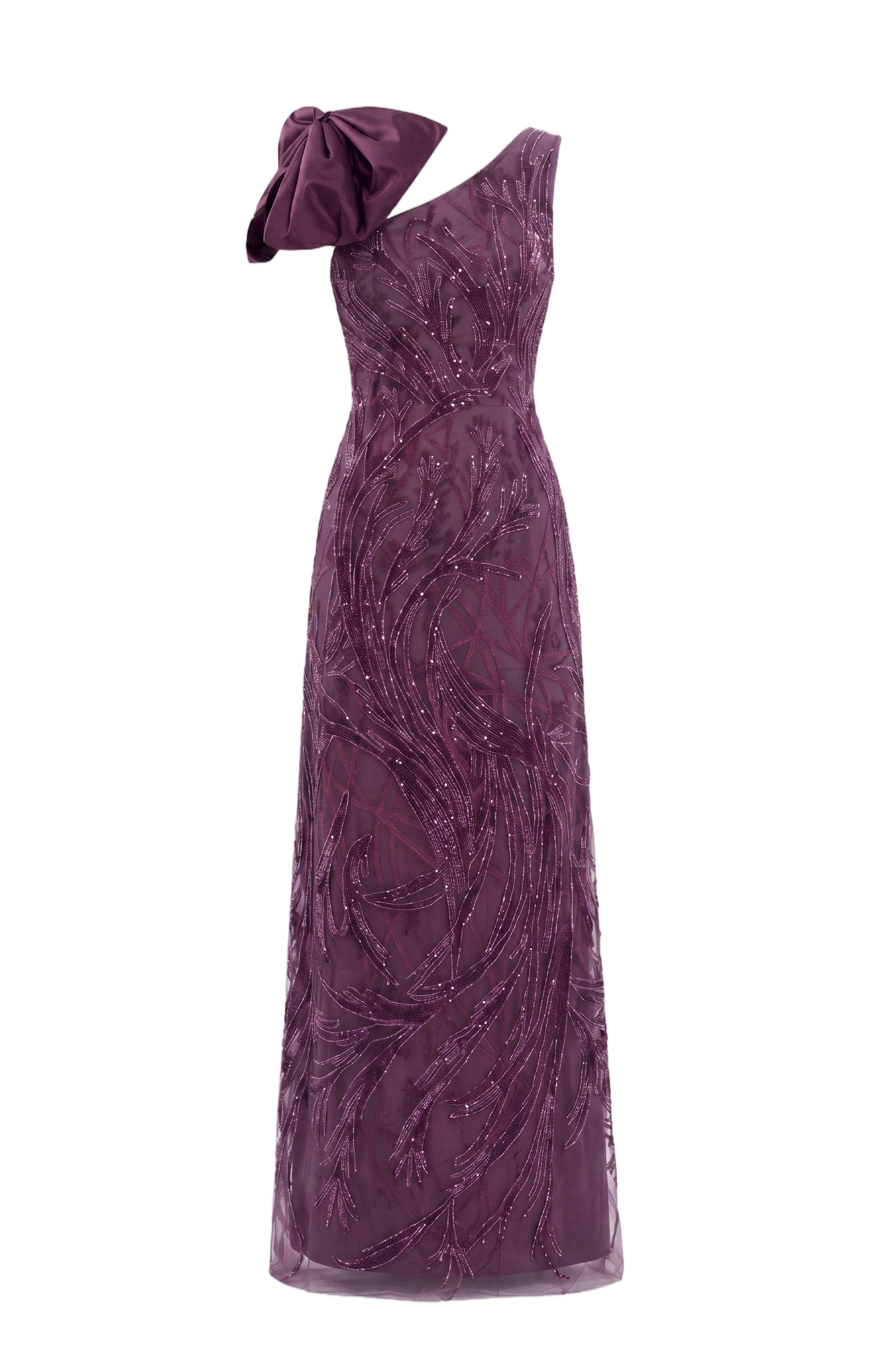 Asymmetrical Embroidered Dress With Bow