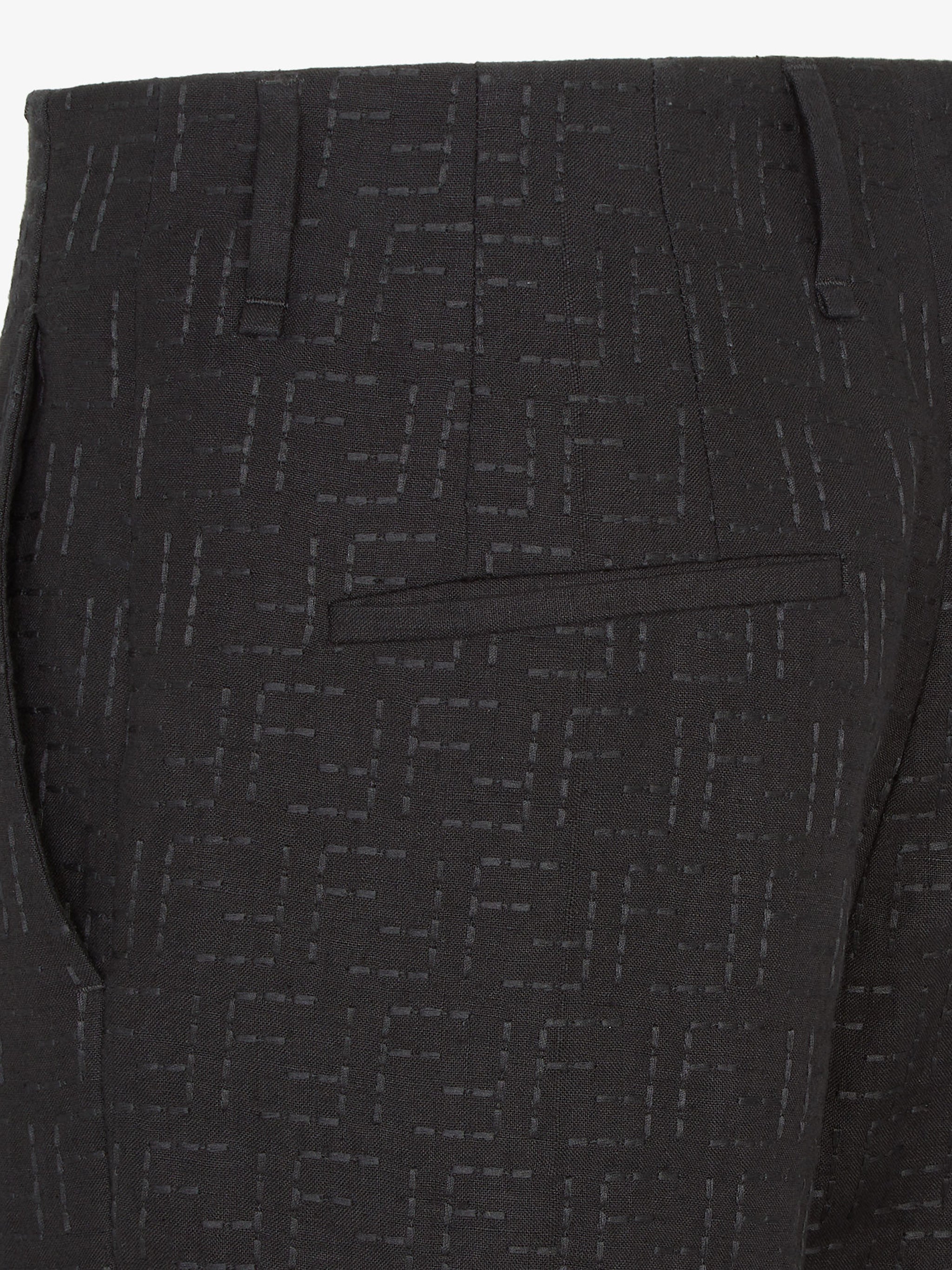 Tailored Black Linen Cropped Side-Slit Trousers