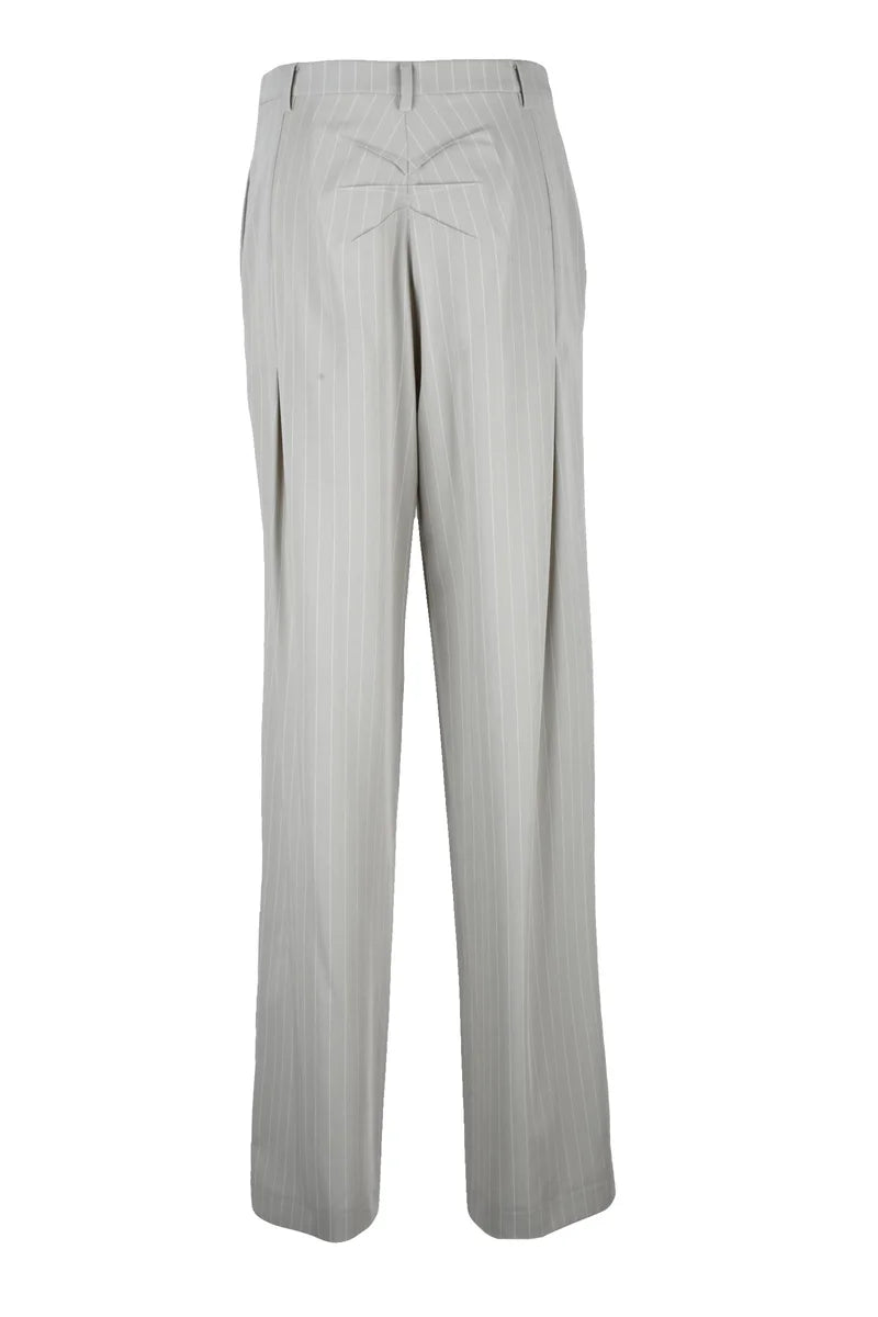 Wide Leg Trousers - Light Grey