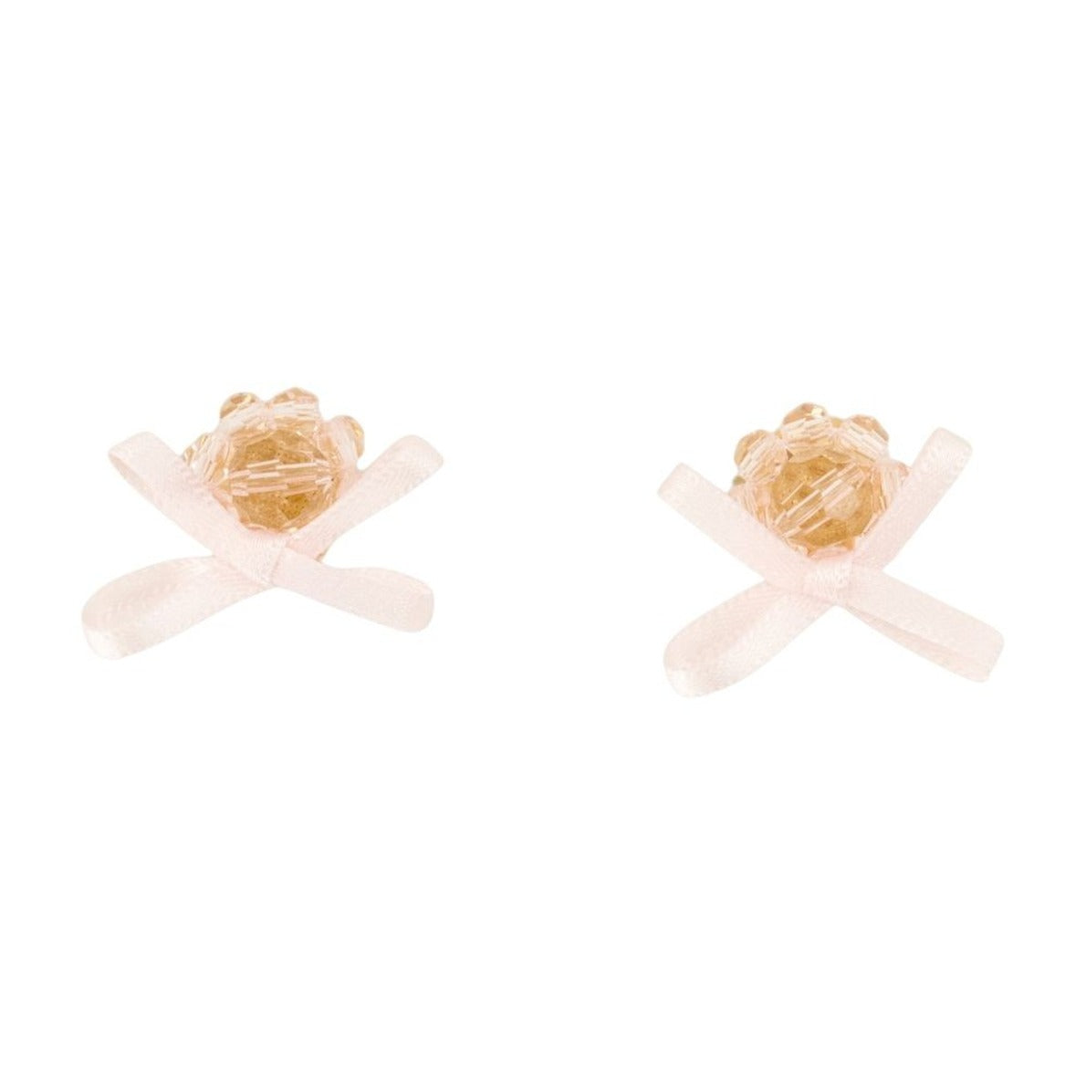 Petite Bow Daisy Earrings - Crystal - Pink