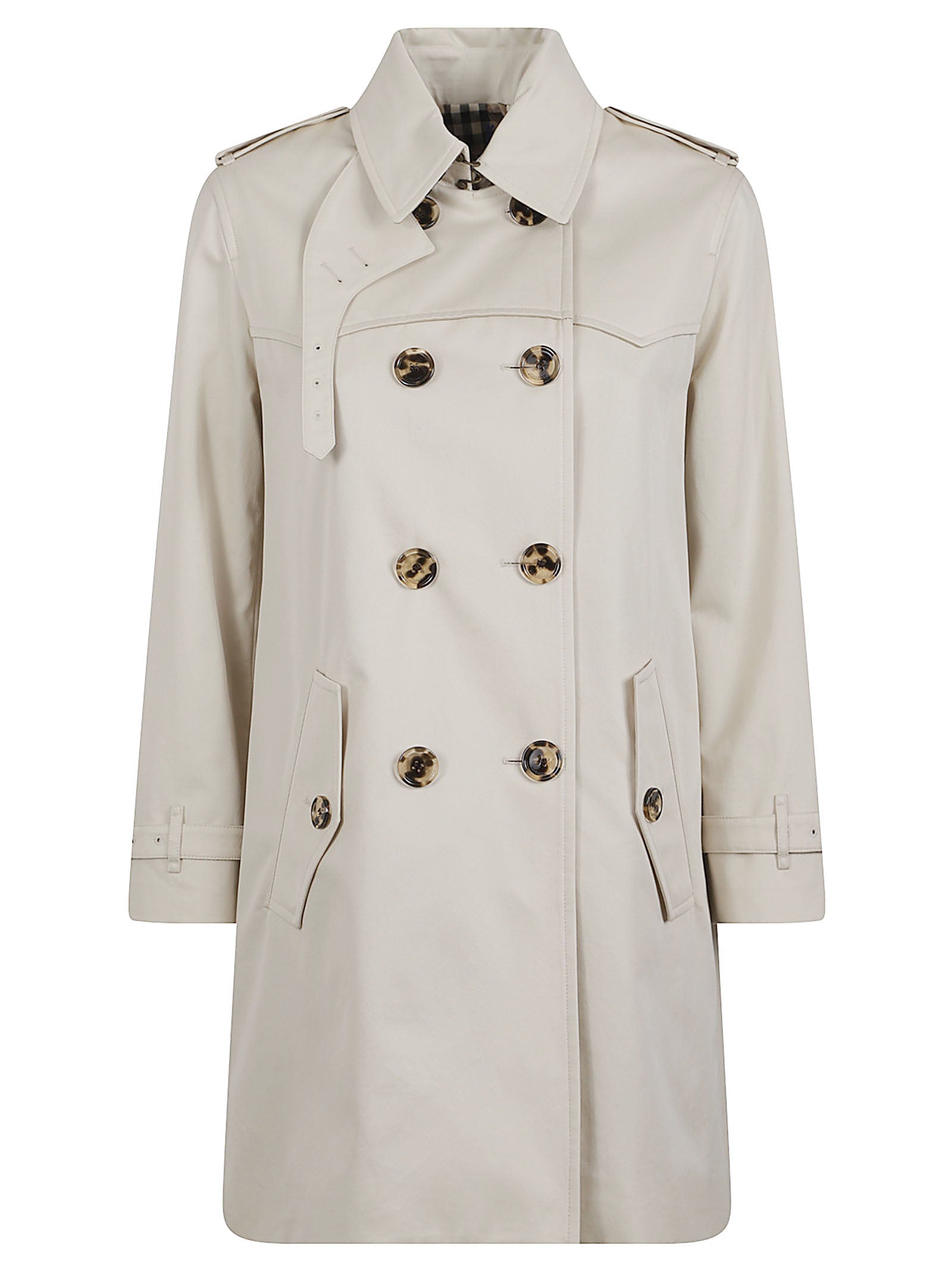 Double-Breasted Cotton Coat with Tortoiseshell Buttons
